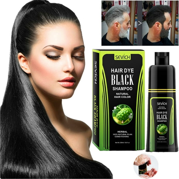 Natural Black Hair Shampoo, White Hair Removal Dye Hair Coloring Shampoo Instant  Hair Dye Shampoo for Men and Women,250ml 