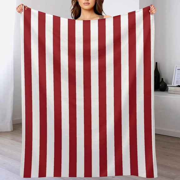 Red and White Striped Throw Blanket Vertical Stripe Geometric Farmhouse Chic Style Blanket for Sofa Bed Couch Chair Or Dorm 30"x40"