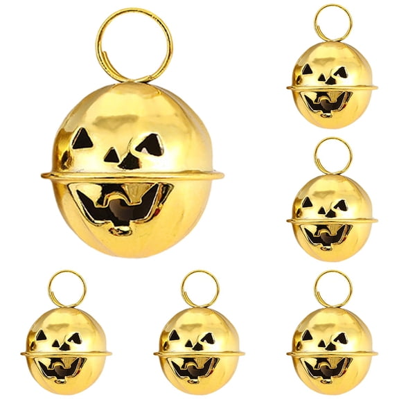 Halloween Pumpkin Bells, 0.94 Inch Halloween Jingle Bells, 5Pcs Metal Bell Ornaments, Pumpkin Shaped Jingle Bells, DIY Wreath Making Supplie for DIY Crafts Wreath Costume Jewelry Home Decor, Yellow