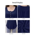 thumbnail image 4 of Fancyglim Women Tank Top V Neck Loose Fit Pleated Sleeveless Shirts Navy S, 4 of 7