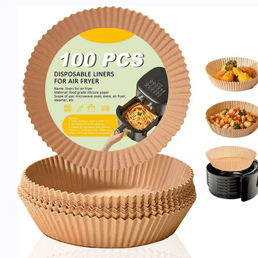 Air Fryer Paper Liners, 100Pcs 6.3 inch Non-Stick Air Fryer Liners Disposable Oil-Proof Air Fryer Parchment Paper for Baking Roast