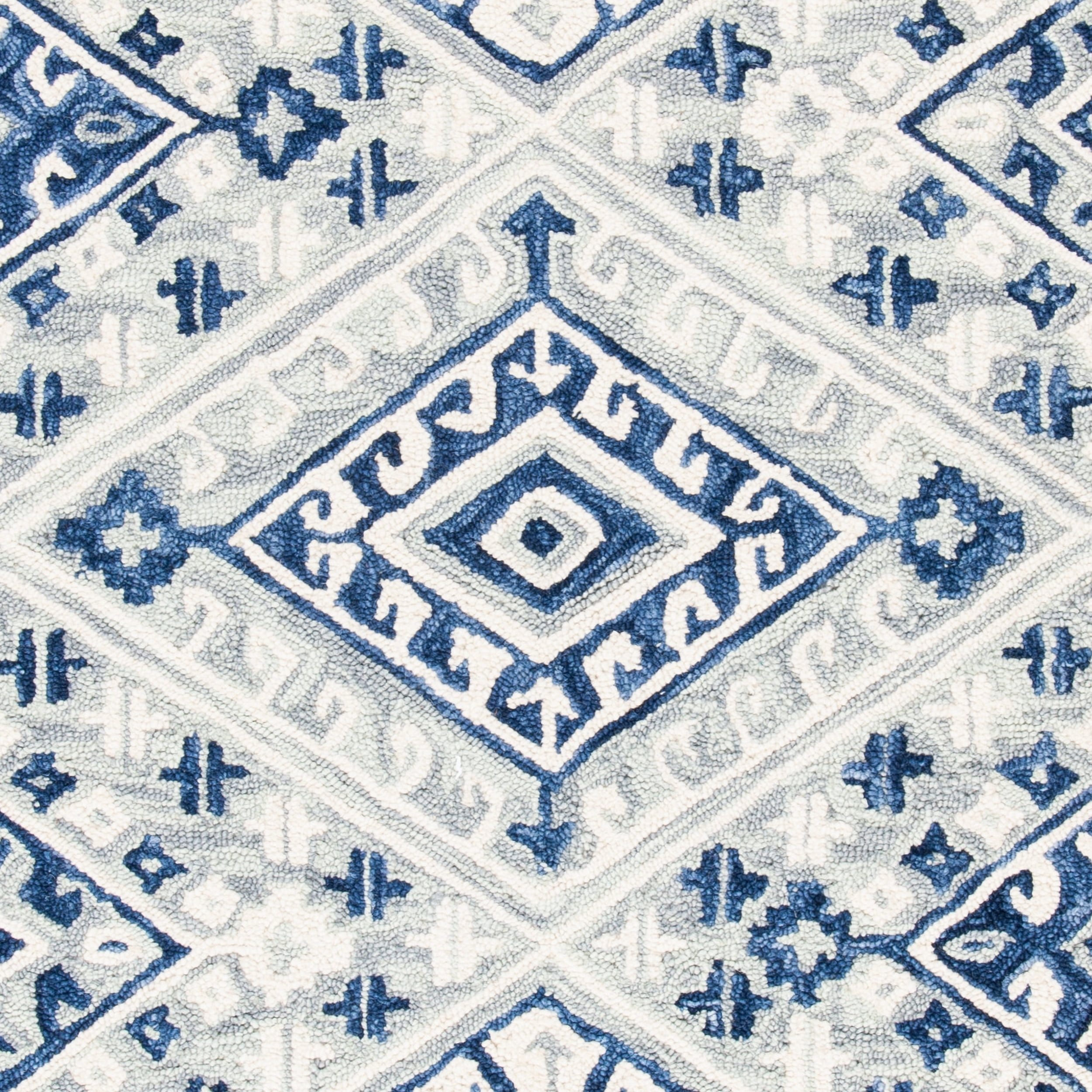 SAFAVIEH Aspen Eglantine Geometric Diamonds Wool Area Rug, Grey/Blue, 4' x 6'