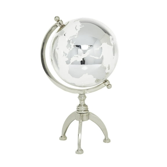 DecMode 9" Silver Globe with Glass Continents