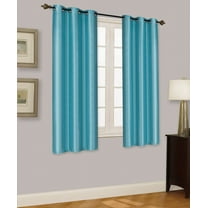 Elio Teal Blue 2-Piece 100% Thermal Blackout Grommet Window Curtain With Foam Backing Set, Solid Room Darkening Panels 35" X 63" Each