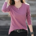 thumbnail image 2 of fatyb Long Sleeve Shirts for Women Round Neck Comfy Bottom Tops Casual Solid Color Womens Blouses M-4XL, 2 of 3
