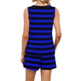 thumbnail image 6 of Iaqnaocc 2 Piece Sets for Women Casual Womens Short Sets Square Neck Tank Top and Shorts Summer Striped Set Vacation Outfits for Women Blue XL, 6 of 6