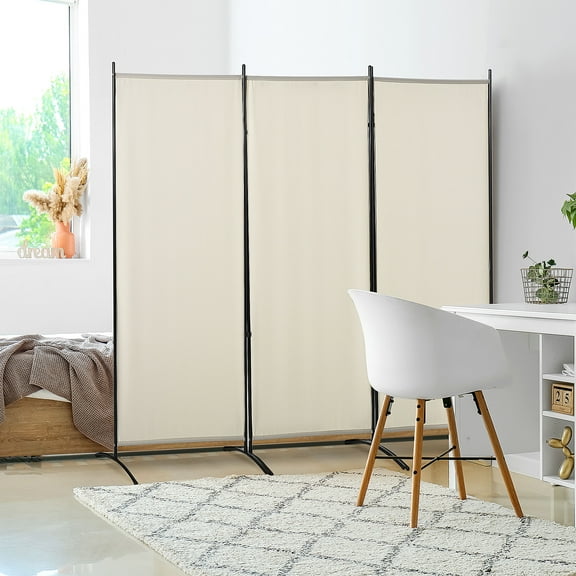 HOMCOM 3-Panel Room Divider Folding Privacy Screen Beige