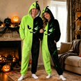 thumbnail image 2 of Xijirk Unisex Onesie Costume with Hood Zipper Closure Side Pockets Fuzzy Monster Graphic Jumpsuit for Halloween Cosplay Sleepwear Party Event,Light Green,XL, 2 of 6