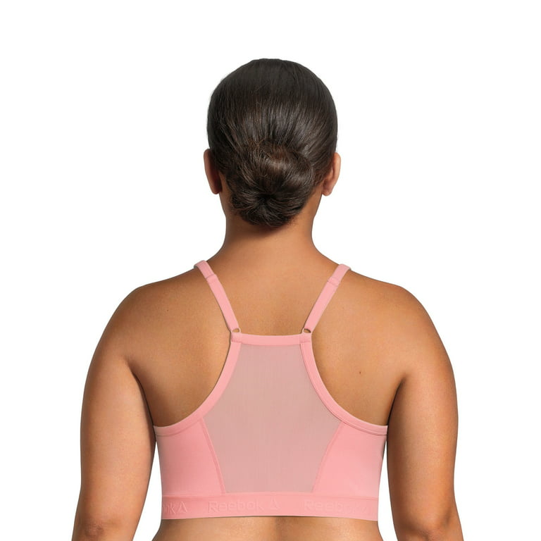 Reebok Women's Plus Size Everyday Racerback Sports Bra with Mesh Panel and  Removable Cups 