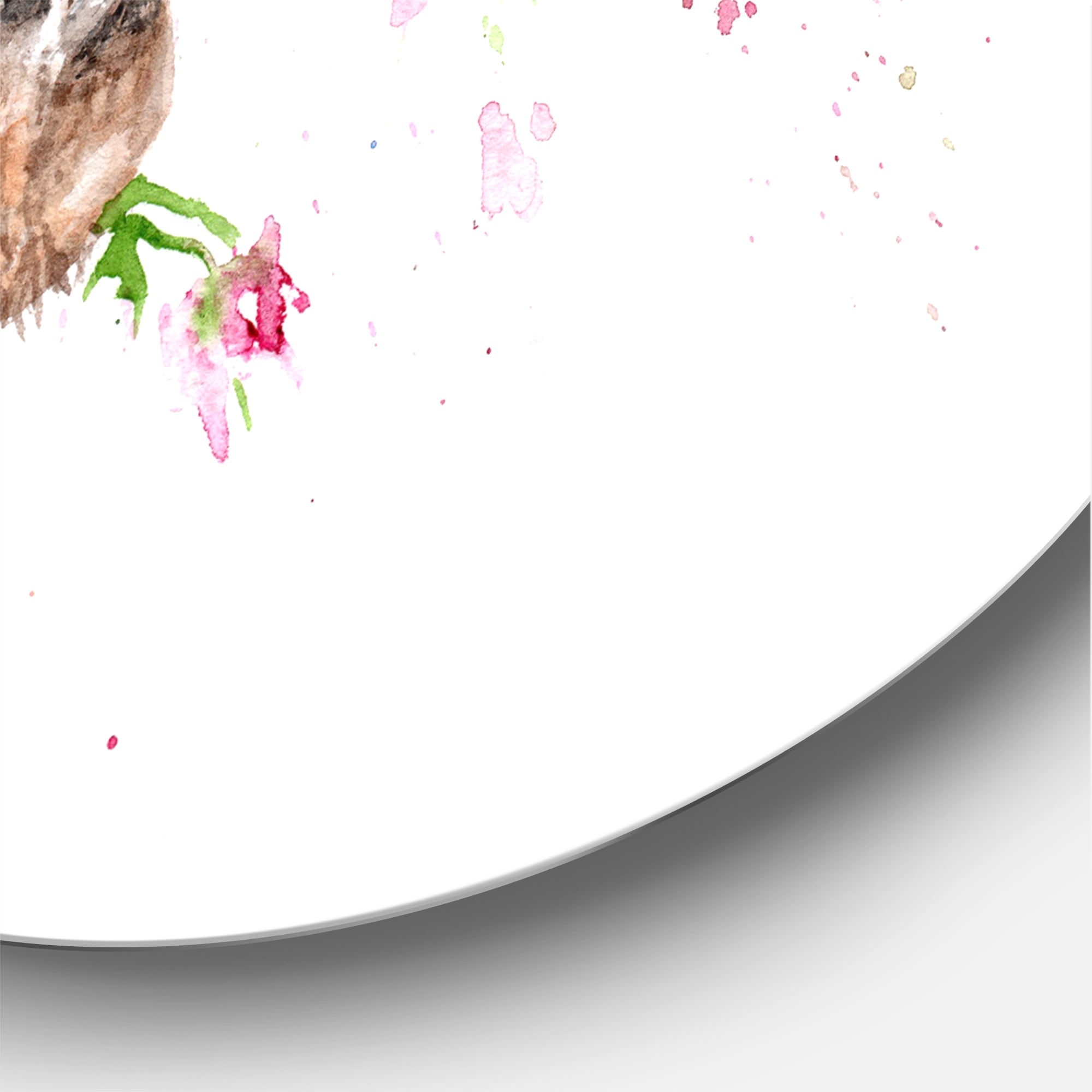 Designart 'Portrait of A Giraffe With Red Flowers II' Farmhouse Circle Metal Wall Art 11x11 - Disc of 11
