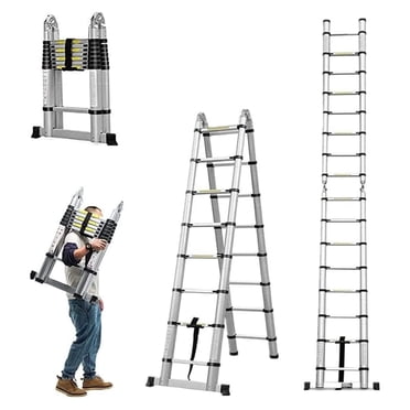 Bowoshen Telescoping Ladder 12.5ft Aluminum Telescopic Extension Multi ...