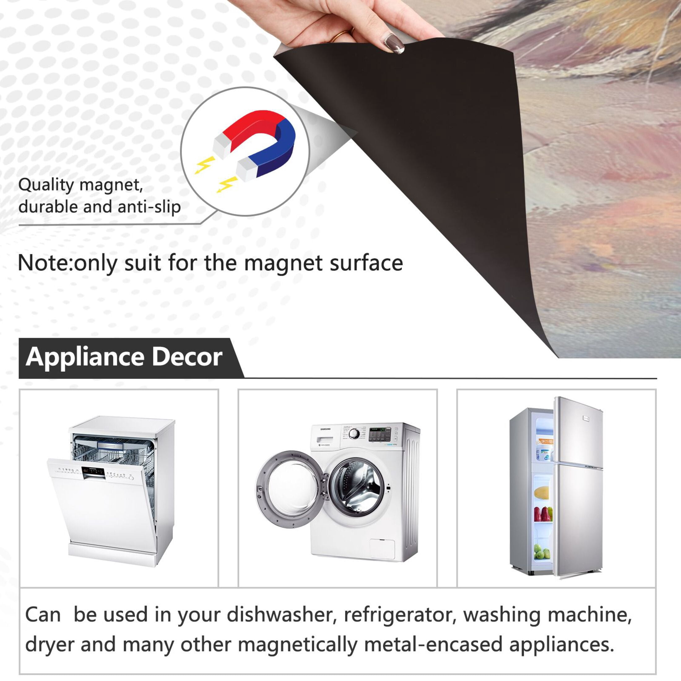 Dishwasher Magnetic Sticker 23x26 Inch Refrigerator Magnetic Sticker Washing Machine Magnetic Sticker Kitchen Panel Magnetic Sticker Home Decor Flower Basket Kitten