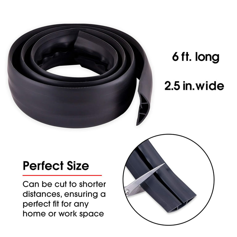 LZEOY Cable Cover Floor 6FT, Black Floor Cord Cover, Single Cord Protector  Extension Cord Covers for