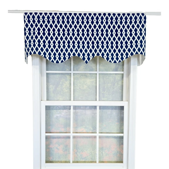 RLF Home 100% Cotton Jewel Regal  Fully lined Windows Rod Pocket Valance 50" x 17"  Navy