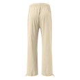 thumbnail image 5 of KPOPLK Ladies Pants with Pockets Linen Women Petite Length Loose Cotton Solid Trousers Pants Wide Leg Pants for Women for Beach Vacation Day to Night Everyday Wear Size XL,Light Yellow, 5 of 6