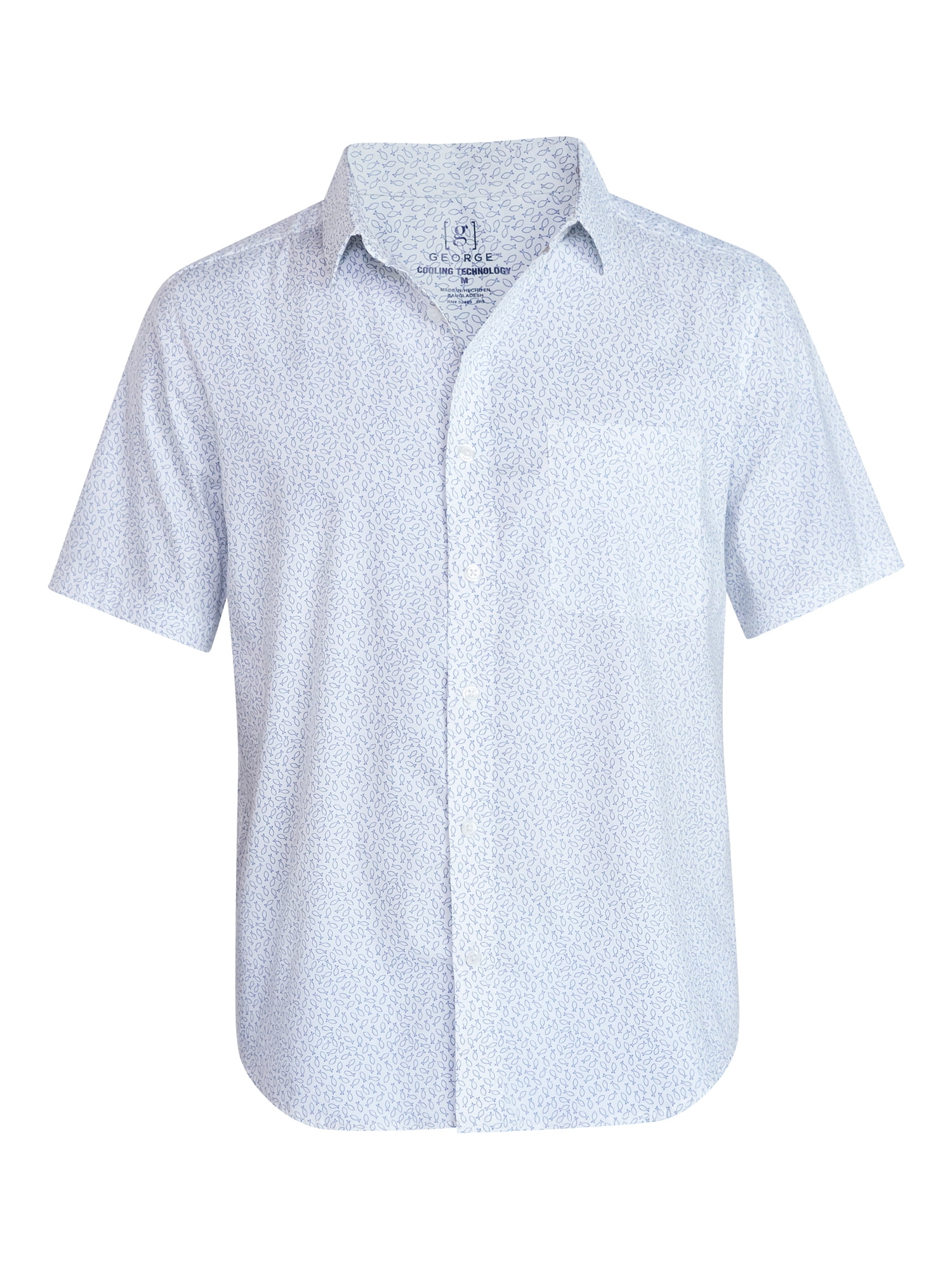 George Men's & Big Men's Modern Fit Button Up Performance Shirt with Short Sleeves, Sizes S-3XL