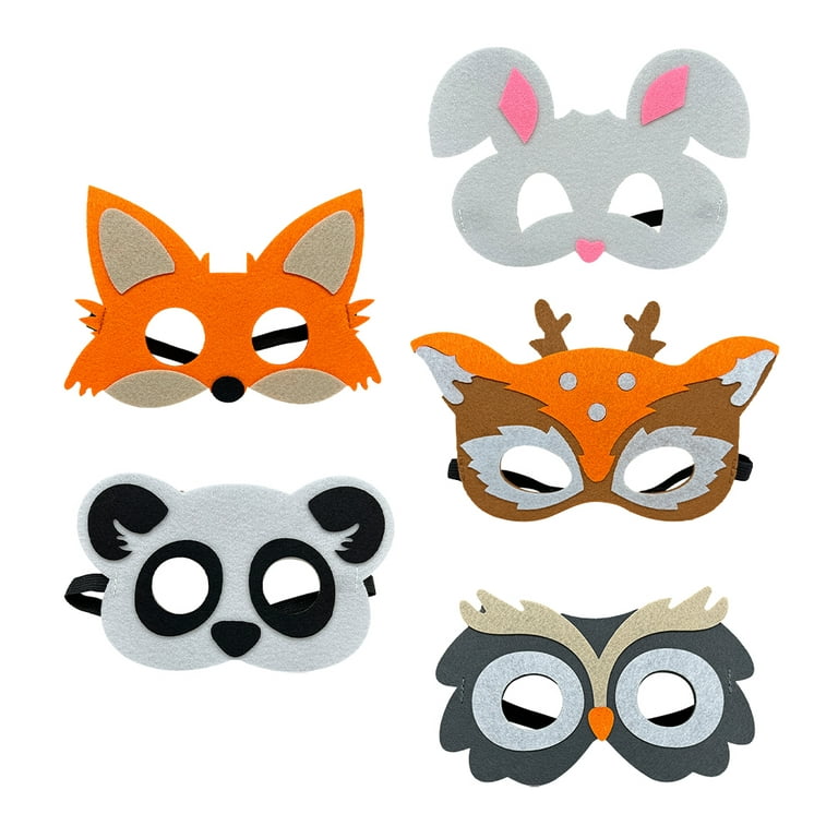 5pcs Animal Felt Masks Party Favors Animal Masks Kid Animal Masks for Party, Kids Unisex, Size: 20.00