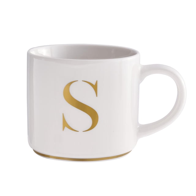 Taza para Café de Iniciales Oro de 500ml LuckyLy, Letra A dorado 500 ml