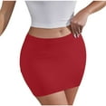 thumbnail image 2 of LADIGASU Women's Summer Sexy Solid Color Elastic Waist Short Skirt, 2 of 7