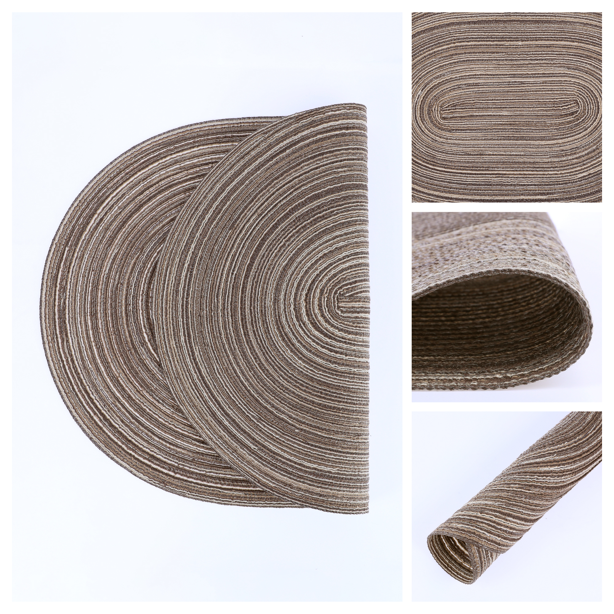 REGALWOVEN Farmhouse Placemats Set of 6 Oval Placemats for Dining Table Decor Indoor Outdoor Kitchen Table Mat Wipe Clean CoffeeBrown 19.7*14Inch