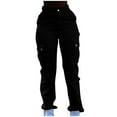 thumbnail image 1 of Yuyuzo Cargo Jeans for Women High Waisted Button Straight Leg Deim Pants with Pockets Solid Color, 1 of 5