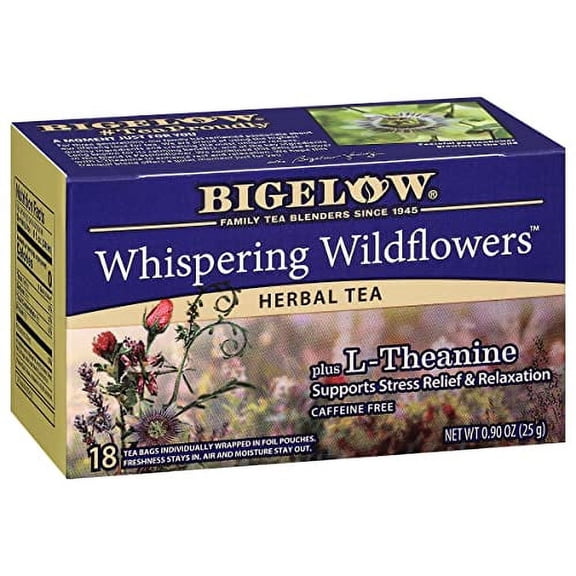 Bigelow Tea Whispering Wildflowers plus L-Theanine, 18 Count (Pack of 6), 108 Total Tea Bags