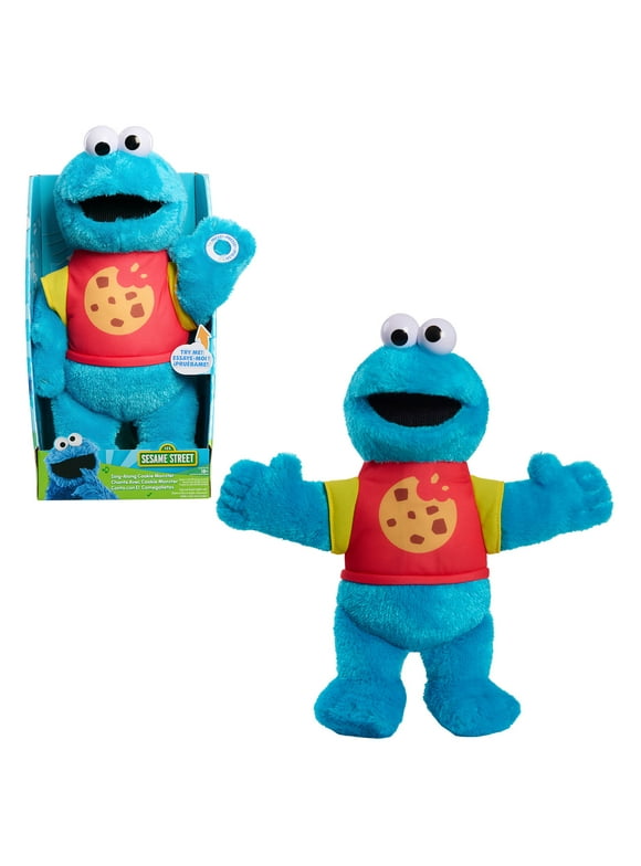 Sesame Street Sing-Along Cookie Monster 13-inch Plushie Stuffed Animal, Recycled Filling, Blue, Kids Toys for Ages 18 month