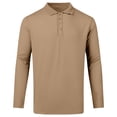 thumbnail image 2 of Satingcolo Men's Long Sleeve Polo Shirt Ribbed Knit Casua Button Down Collar Solid Color Workout Smart Casual Tops,Khaki 3XL, 2 of 7