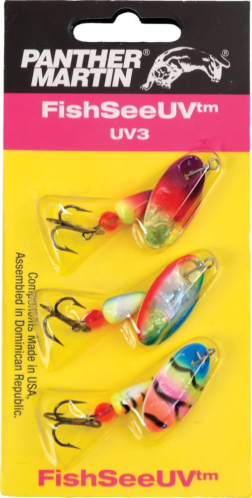 (2 pack) Panther Martin UV3 FishSeeUV Ultra Violet Spinners Fishing Lure Kit - Assorted - Pack of 3