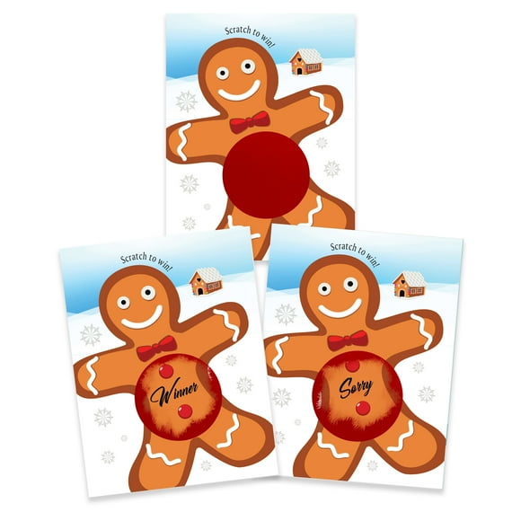 My Scratch Offs - 26 Pack Gingerbread Man Scratch Off Game Cards Tickets for Adult & Family Games, Party favors, Christmas Coal Holiday