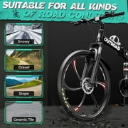 Marknig 26 Inch Folding Mountain Bike, 21 Speed Full Suspension High-Carbon Steel MTB Foldable Bicycle, Dual Disc Brake Non-Slip Folding Bikes for Adults, Black