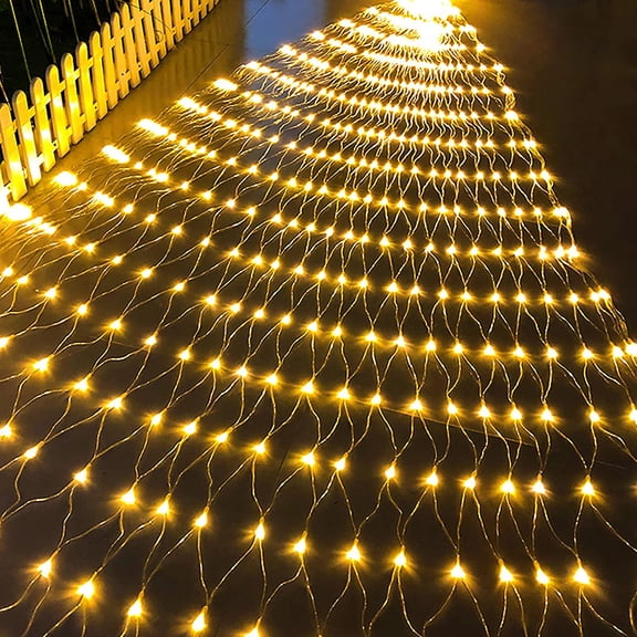Viworld 4.9ft x 4.9ft 96 LED Connectable Christmas Net Lights, Outdoor 8 Modes Low Voltage Mesh Fairy String Lights for Christmas Trees, Bushes, Wedding, Garden Decorations,Warm White