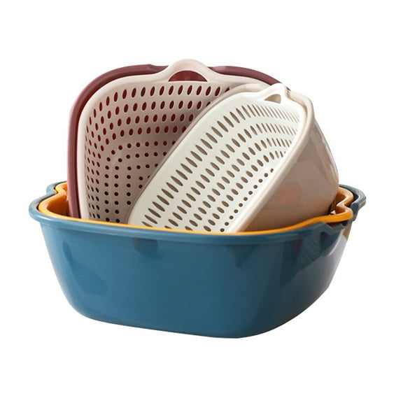 MLINS 6 Pcs Draining Drain Basket Fruit and Vegetable Basket 28X26X10CM