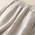 thumbnail image 4 of Edvintorg Women's Cotton Linen Long Lounge Pants High Waist Pants Fashion Solid Color Casual Pocket Elasticated Feeling Of Falling Straight Barrel Pants Beige XXXL, 4 of 7