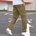 thumbnail image 7 of Bovxnpu Mens Cargo Hiking Pants Men Cargo Pants Solid Multi Pockets Elastic Waist Drawstring Hiking Pants, 7 of 7