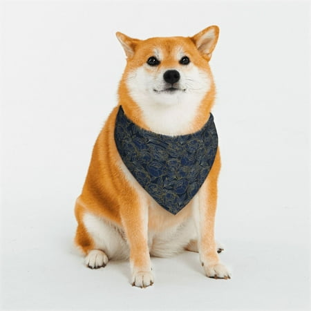 Honeii Golden Peonies Print Pet Scarf Dog Bandanas for Dogs Triangle Dog Scarfs Bandana Pet Cute Scarf Bibs for Small Medium Dogs and Cat-Large