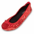 thumbnail image 2 of Shoes8teen Women's Foldable Ballet Flat Shoes Carrying Case Red Sequin 7/8, 2 of 2