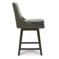 thumbnail image 5 of CHITA 26 inch Upholstered Swivel Faux Leather Counter Bar Stools with Back & Wood Legs Set of 2, Retro Gray, 5 of 9