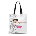thumbnail image 1 of NUDECOR Canvas Tote Bag Cook Cartoon Chef Girl Cute Character Drawing Reusable Handbag Shoulder Grocery Shopping Bags, 1 of 1