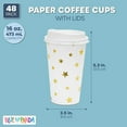 thumbnail image 5 of BLUE PANDA Disposable Coffee Cups with Lids - 16 Oz, 48-Pack, White Foil Stars - Paper Cups for Hot Drinks & Coffee to Go, 5 of 10