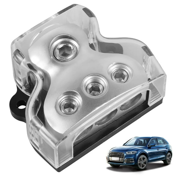 Retrok 3 Way Power Distribution Block Zinc Alloy Car Audio Power Wire Splitter 1x0 Gauge in/3X4 Gauge Out Safe Amplifier Power Distribution Ground Distributor Connecting Block (Black)