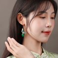 thumbnail image 3 of Cloisonne Butterfly Earrings Vintage Chinese Style Green Dangle Jewelry for Women Traditional Accessories, 3 of 5