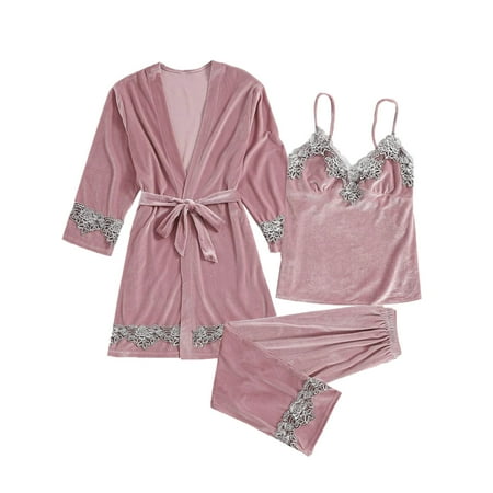 

VKEKIEO Womens loungewear Nightgown Gold Velvet Pajamas Lace Nightdress Underwear Sleepwear Trousers