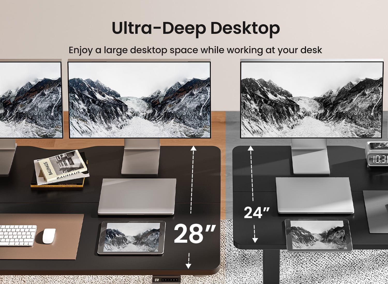 DESINO Computer Desk with Drawers, 55 Inch Study Writing Table, Modern Simple Style PC Desk for Bedroom, Gaming, Black
