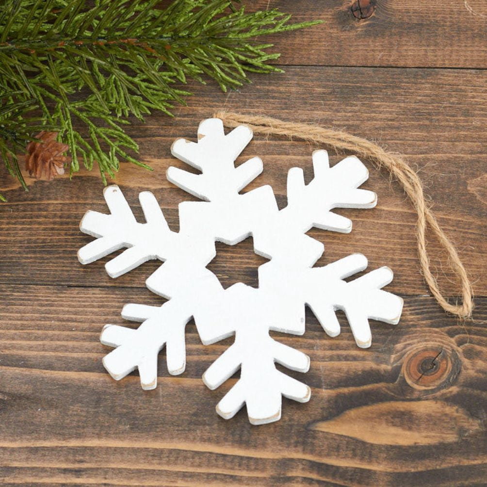 24pcs White Wooden Snowflake Ornaments - for Christmas - Factory Direct Craft