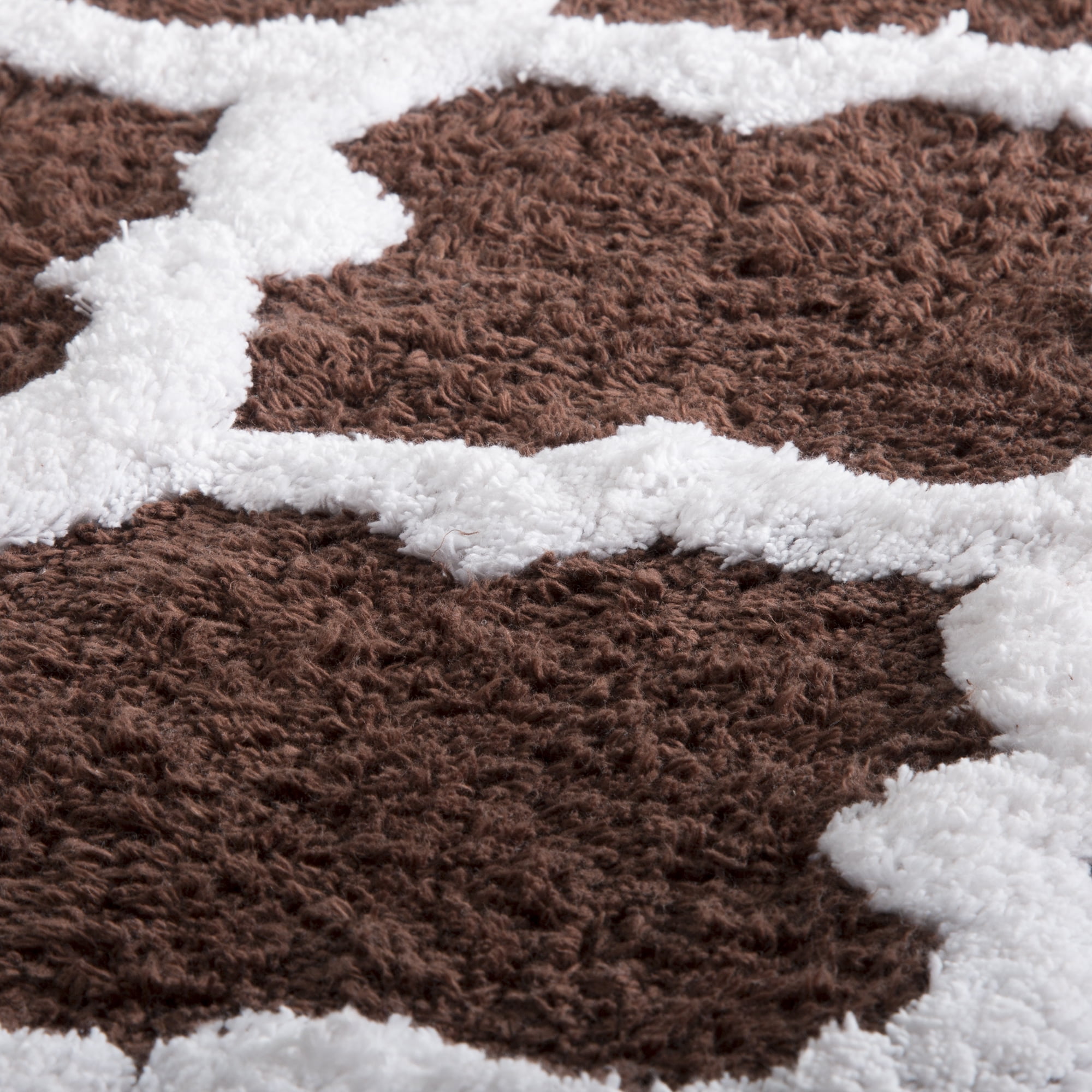 Lavish Home 24 x 60 Inch Bathroom Rug - Non Slip Cotton Bath Mat (Brown)