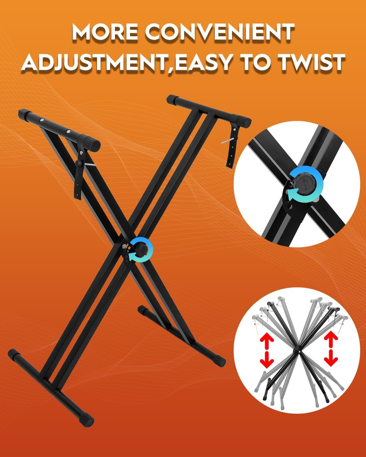 Piano Keyboard Stand Stool Set  Adjustable Double X-style Portable For 54-88 Key Electric Digital Keyboards Pianos & Bench Chair Black Skt-01 Spb-m10x