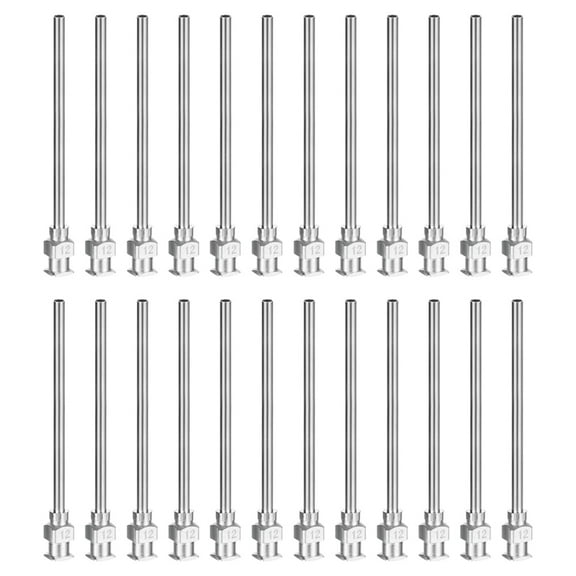 Blunt Tip Dispensing Needle, 24 Pcs 2 Inch Stainless Steel Liquid Dispenser Needles with Lure Lock 12g