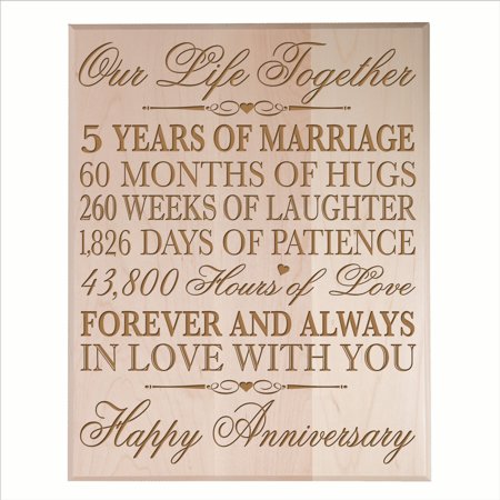 5th Wedding Anniversary Wall Plaque - Our Life Together - 12x15 (Maple-Solid)