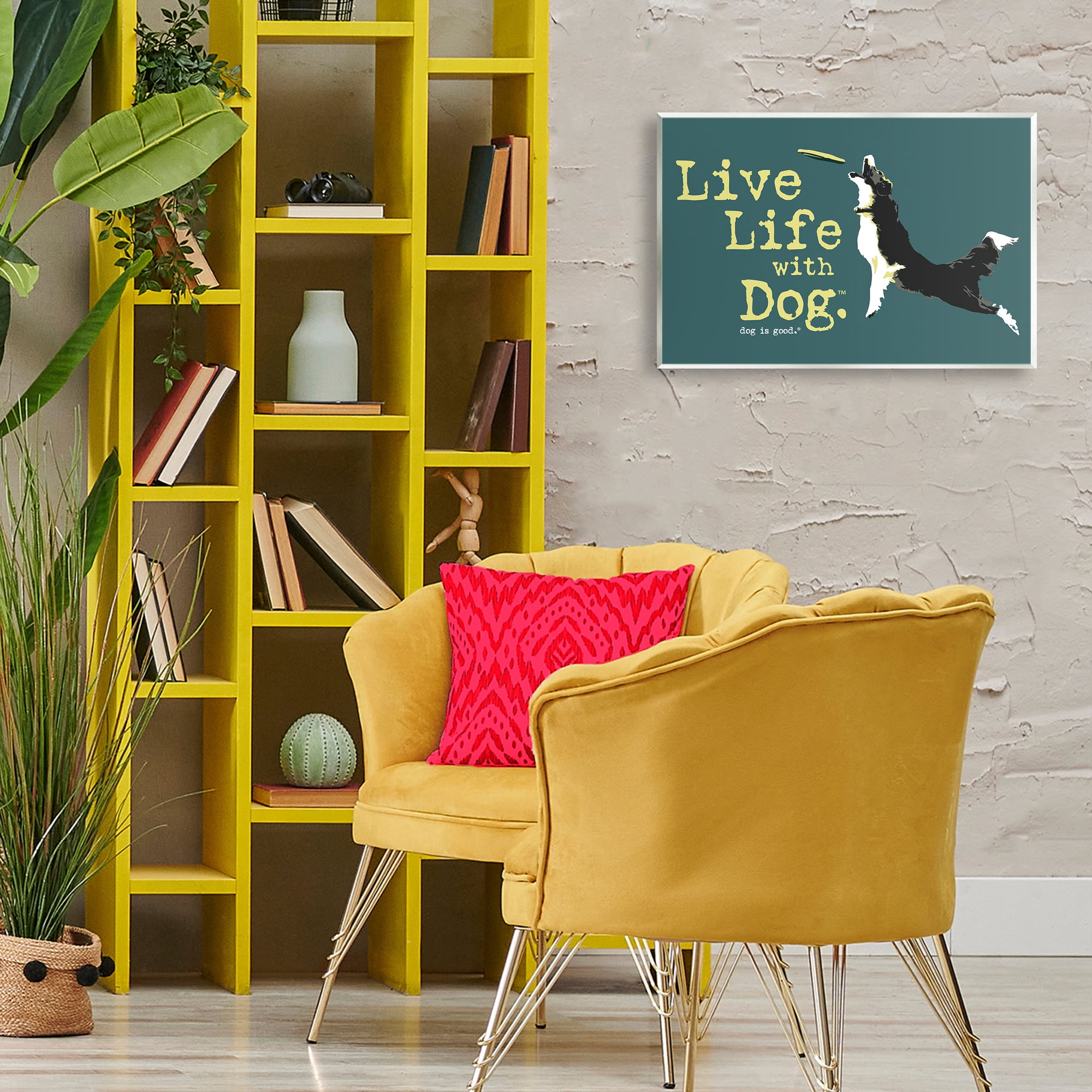 Stupell Industries Dog Playing Fetch Phrase Animals Painting Unframed Art Print Wall Art, 19 x 13